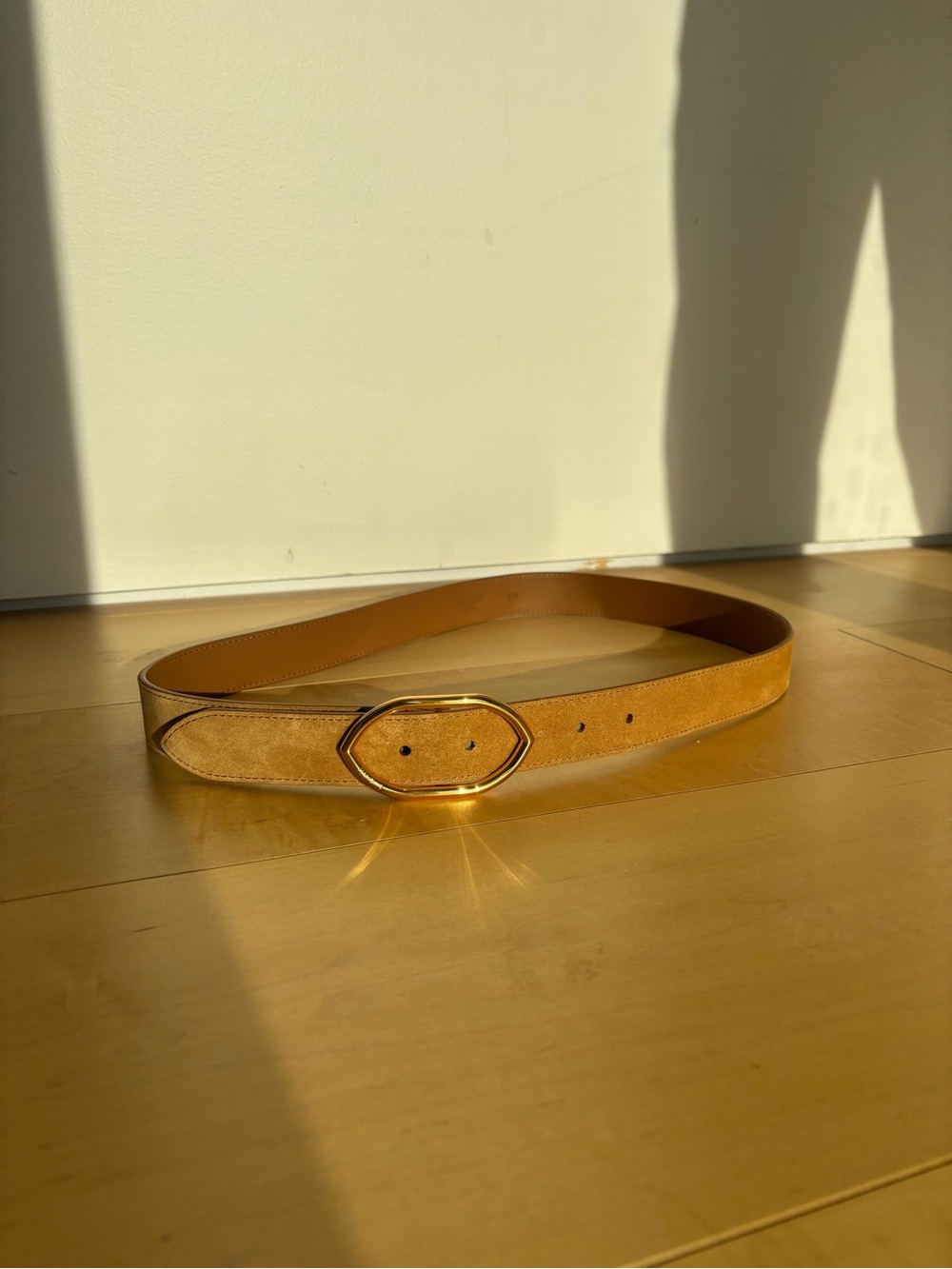 Jacquemus original Leather Suede Oval Buckle Belt in Mustard